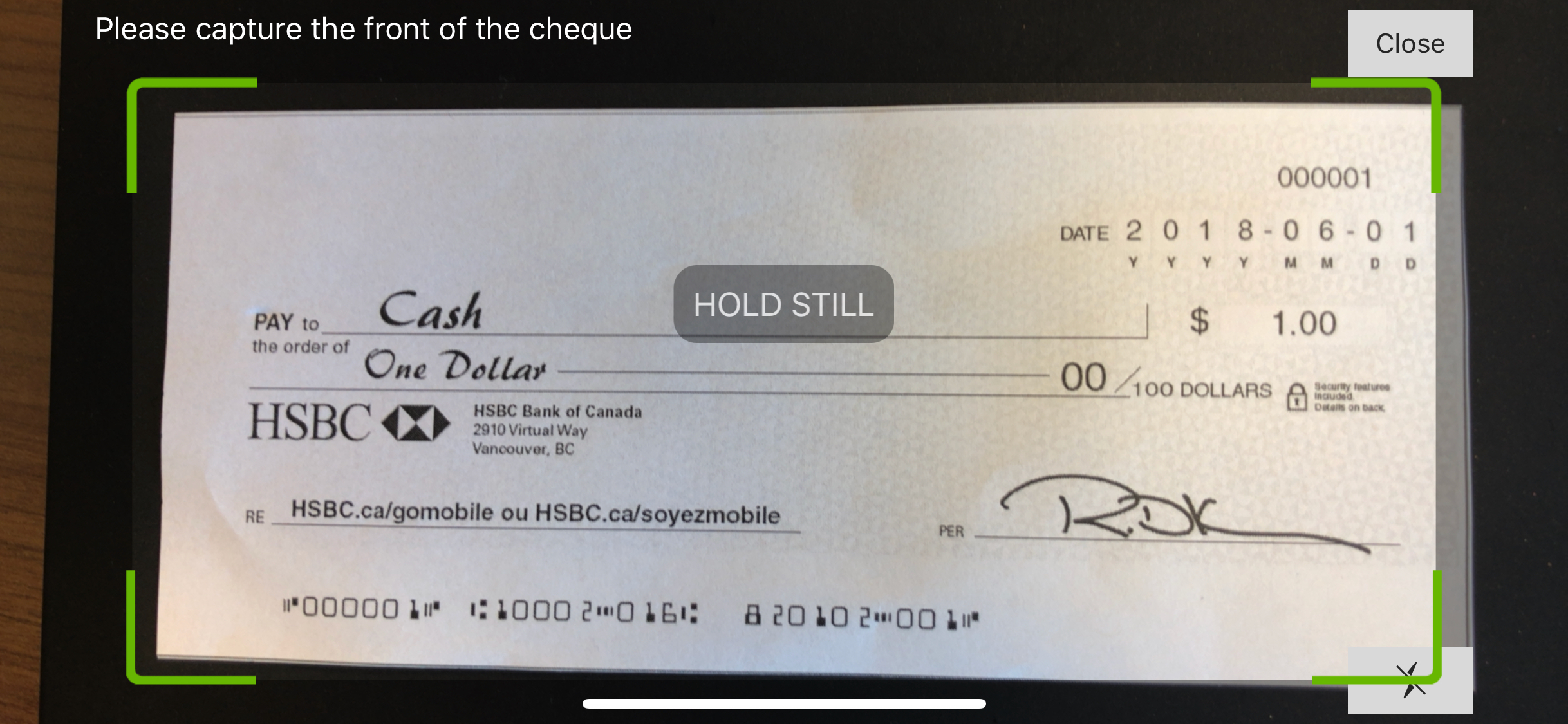 hsbc cheque deposit form